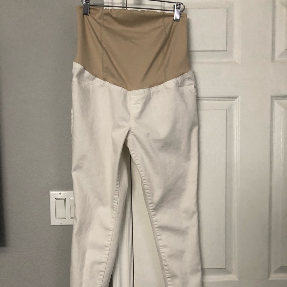 Maternity Crossover Panel Skinny Jeans White